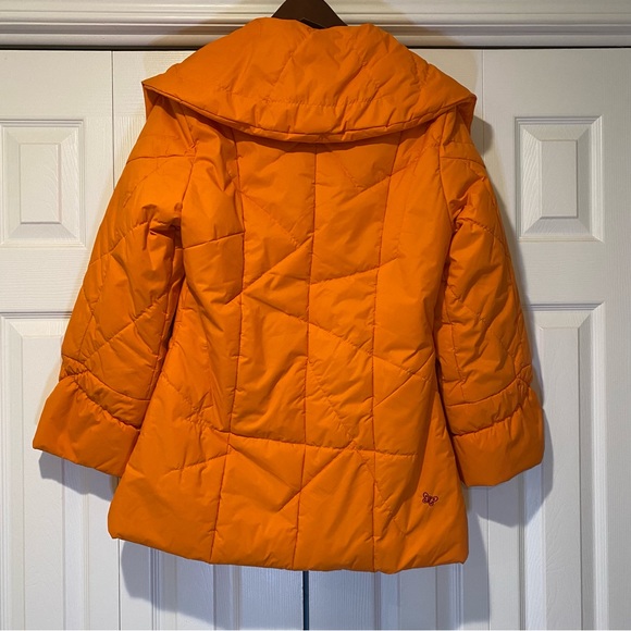 NWOT New London USA Orange Asymetrial Puffer Winter Coat Size Large - Picture 9 of 16